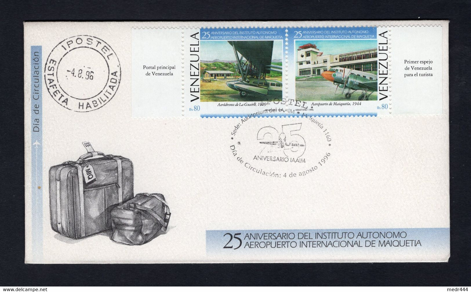 Venezuela 1996 - 25th Anniversary Of Liberator International Airport Maiquetta As Autonomous Company - FDC - Superb*** - Venezuela