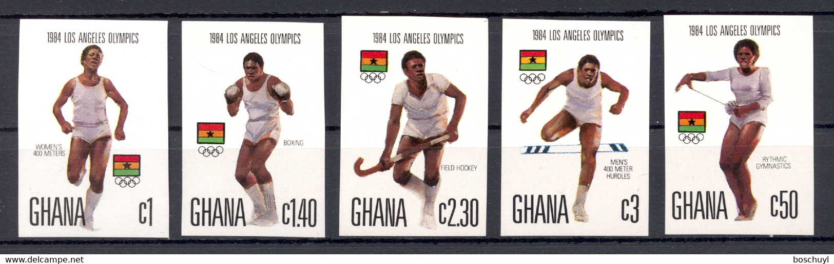 Ghana, 1984, Olympic Summer Games Los Angeles, Running, Boxing, Hockey, Hurdles, Gymnastics, MNH Imp, Michel 1048-1052B - Ghana (1957-...)