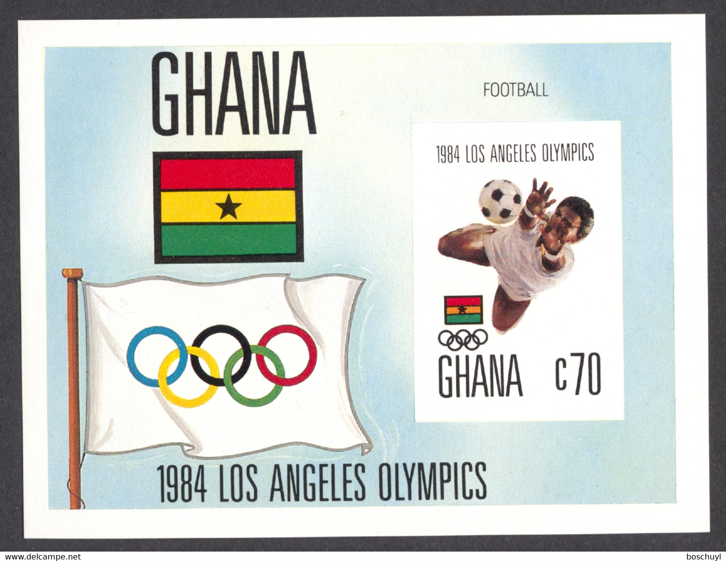 Ghana, 1984, Olympic Summer Games Los Angeles, Soccer, Football, MNH Imperforated, Michel Block 109B - Ghana (1957-...)