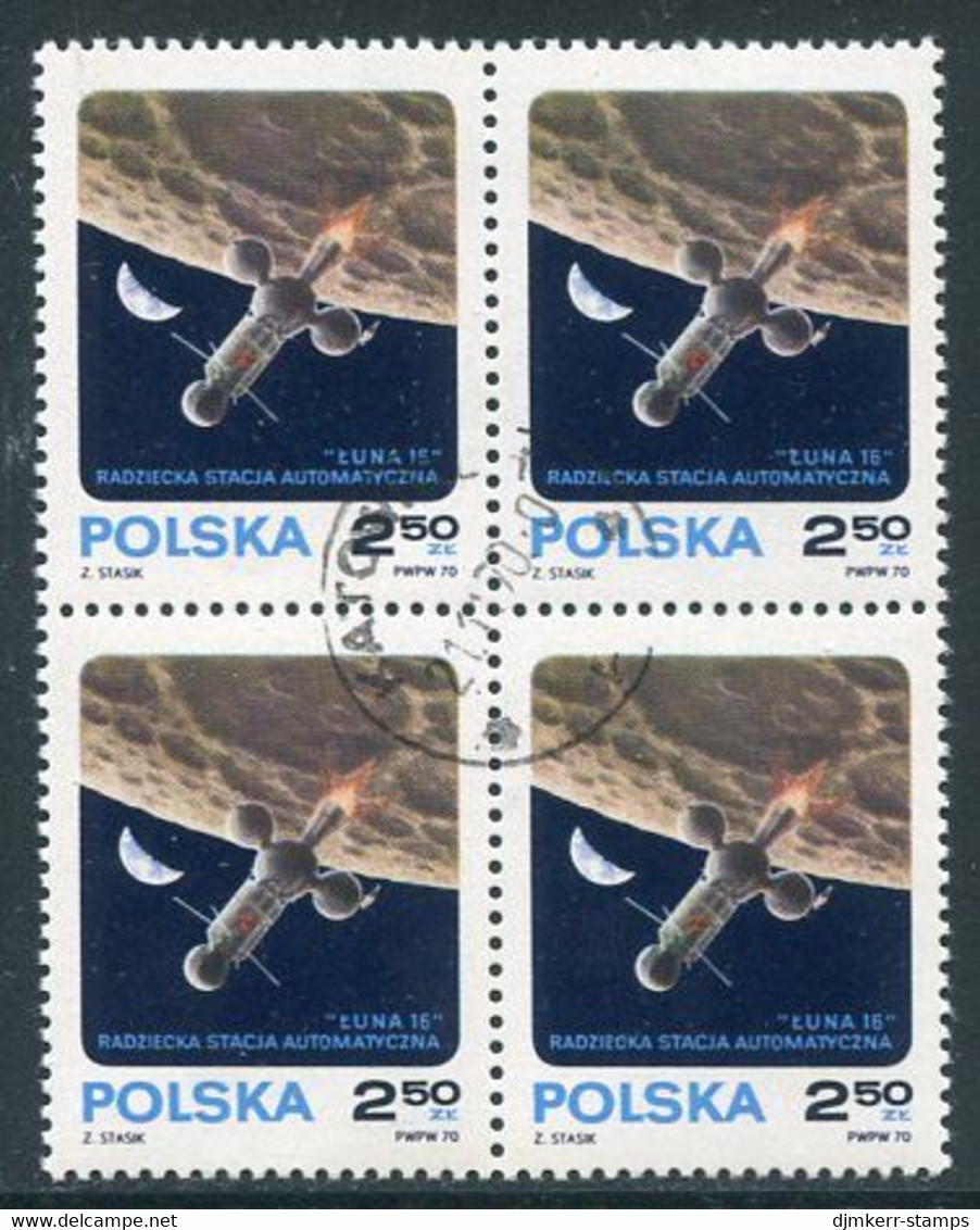 POLAND 1970 Luna 16 Moon Probe Block Of 4  Used.  Michel 2040 - Used Stamps