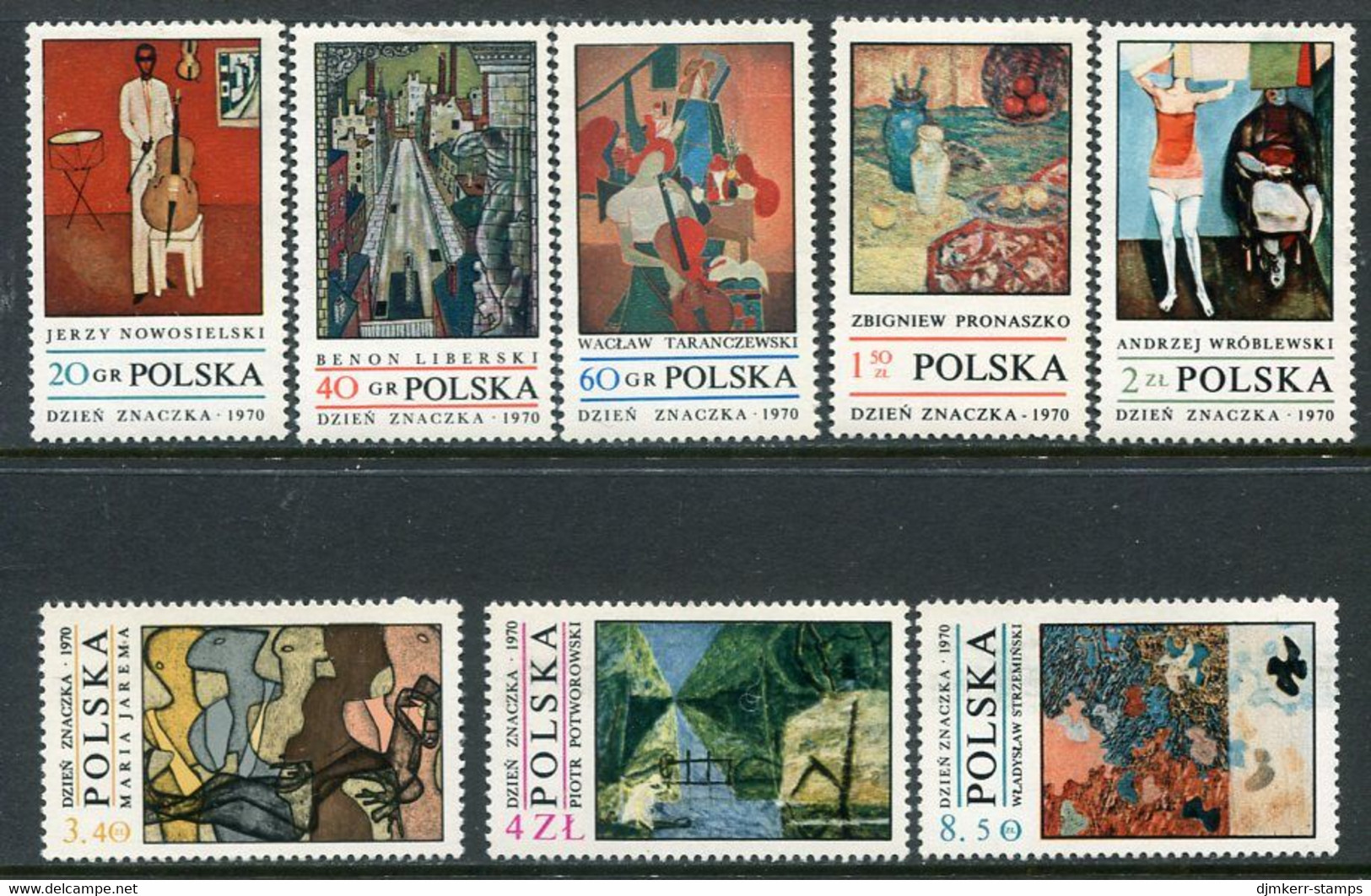 POLAND 1970 Stamp Day: Modern Paintings MNH / **.  Michel 2032-39 - Nuovi