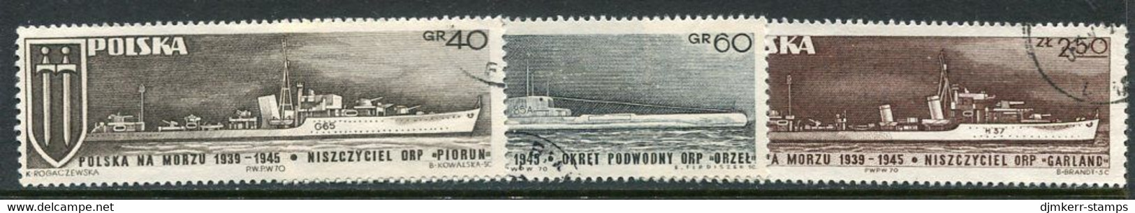 POLAND 1970 Warships Used.  Michel 2029-31 - Usados
