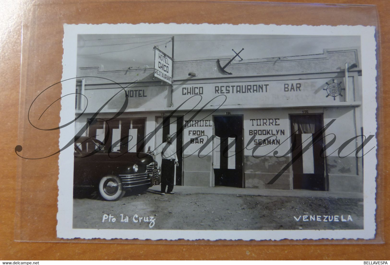 Venuzuela. Hotel Bar Restaurant Chico. Manule Turre. Brooklyn Brotherhood Seaman.  Porto La Cruz. RPPC 1952 - Venezuela