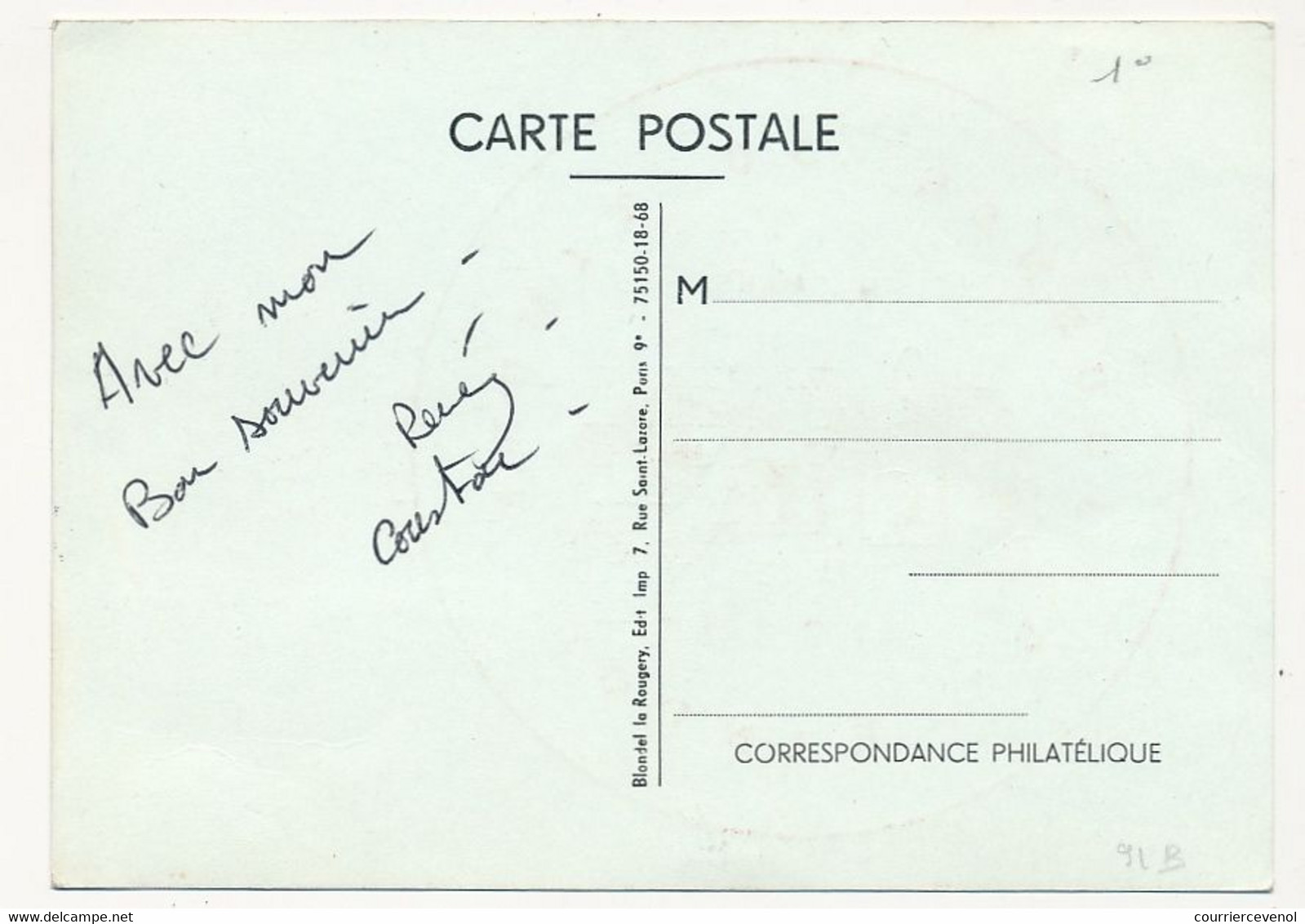 FRANCE - Carte Locale - Journée Du Timbre 1968 - Facteur Rural De 1830 - 83 BANDOL - 16/3/1968 - Tag Der Briefmarke