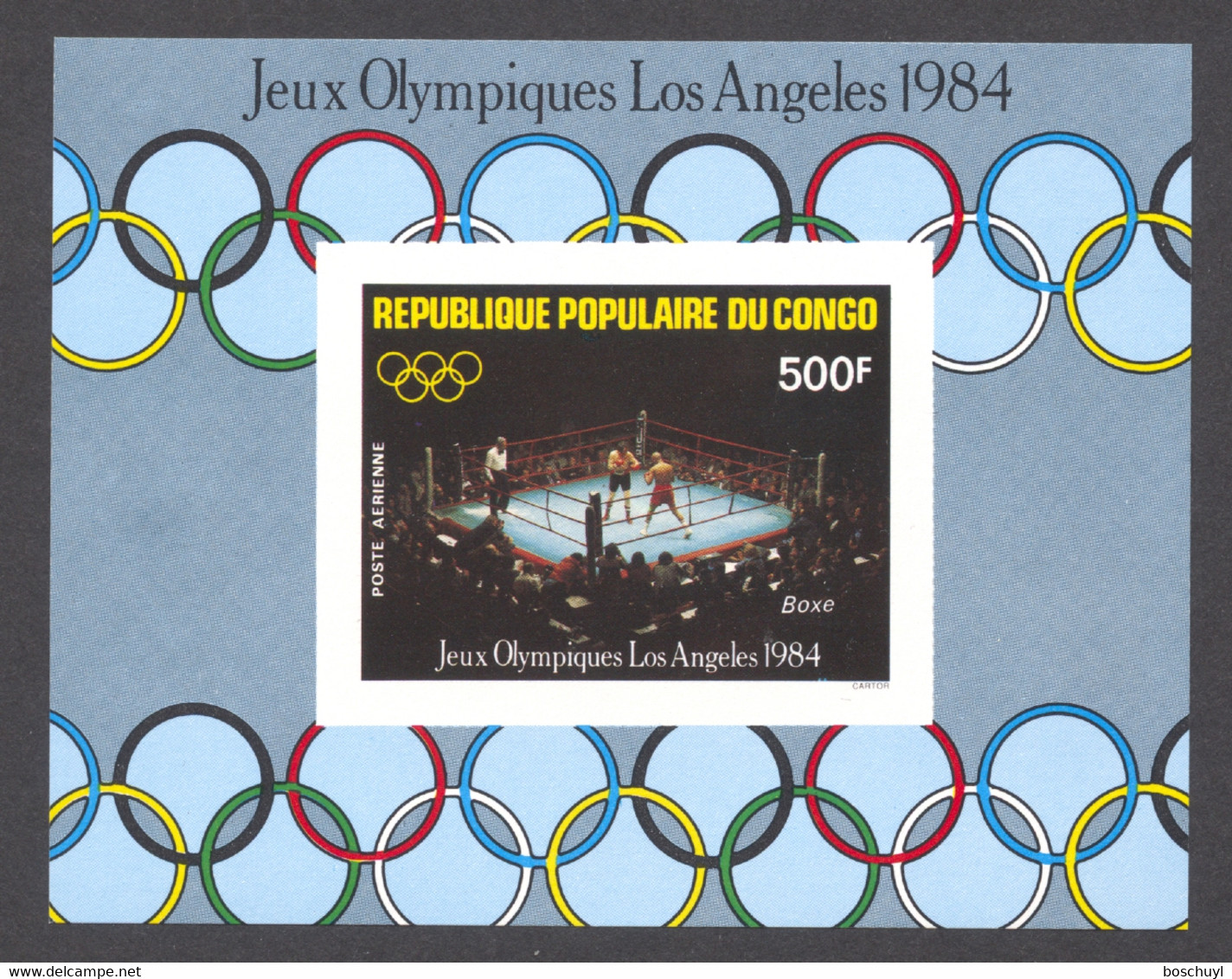 Congo Brazzaville, 1984, Olympic Summer Games Los Angeles, Boxing, MNH Imperforated, Michel Block 35B - Autres & Non Classés