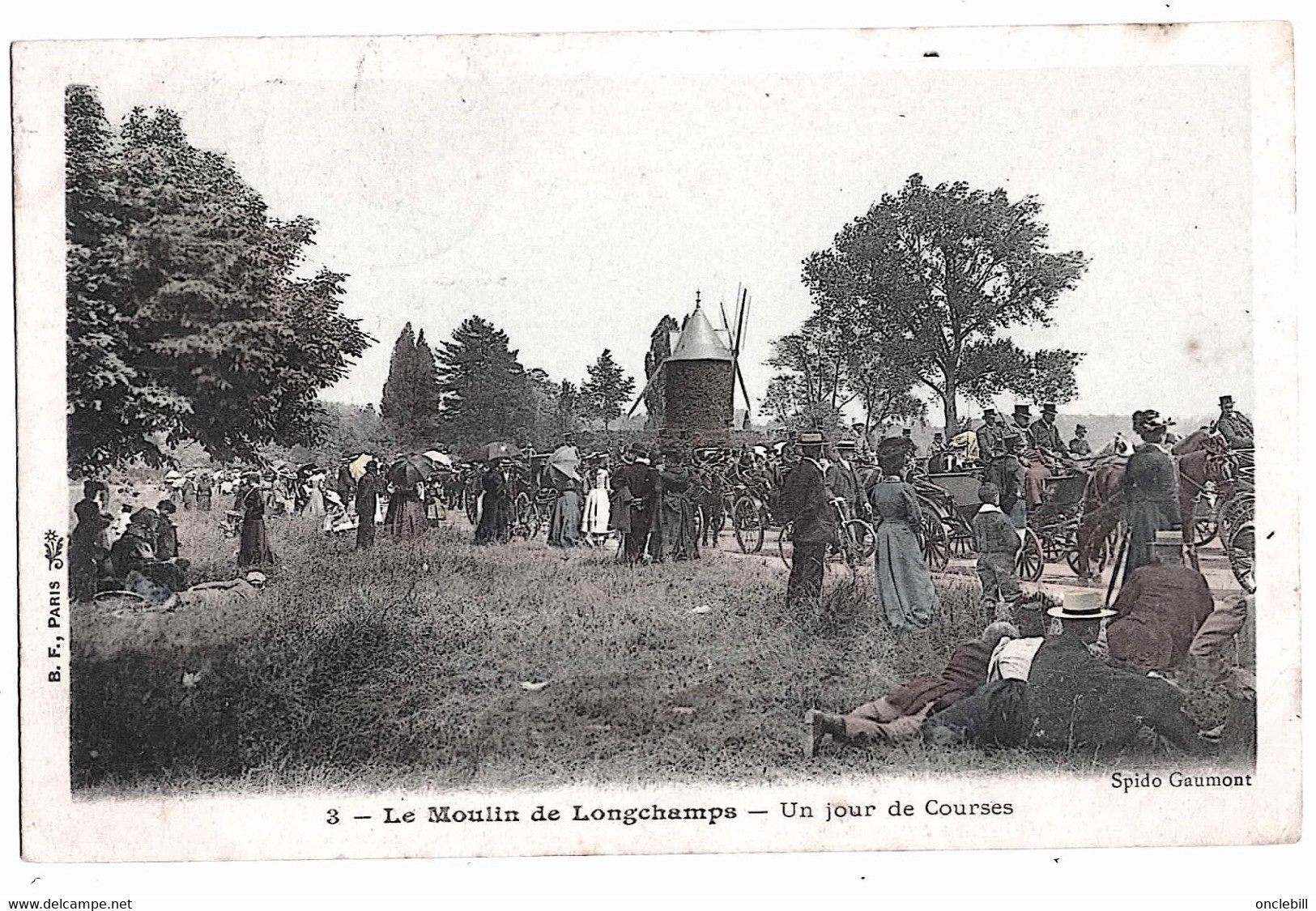 Paris Moulin Longchamp Jour De Course Foule 1906 état TB - Unclassified