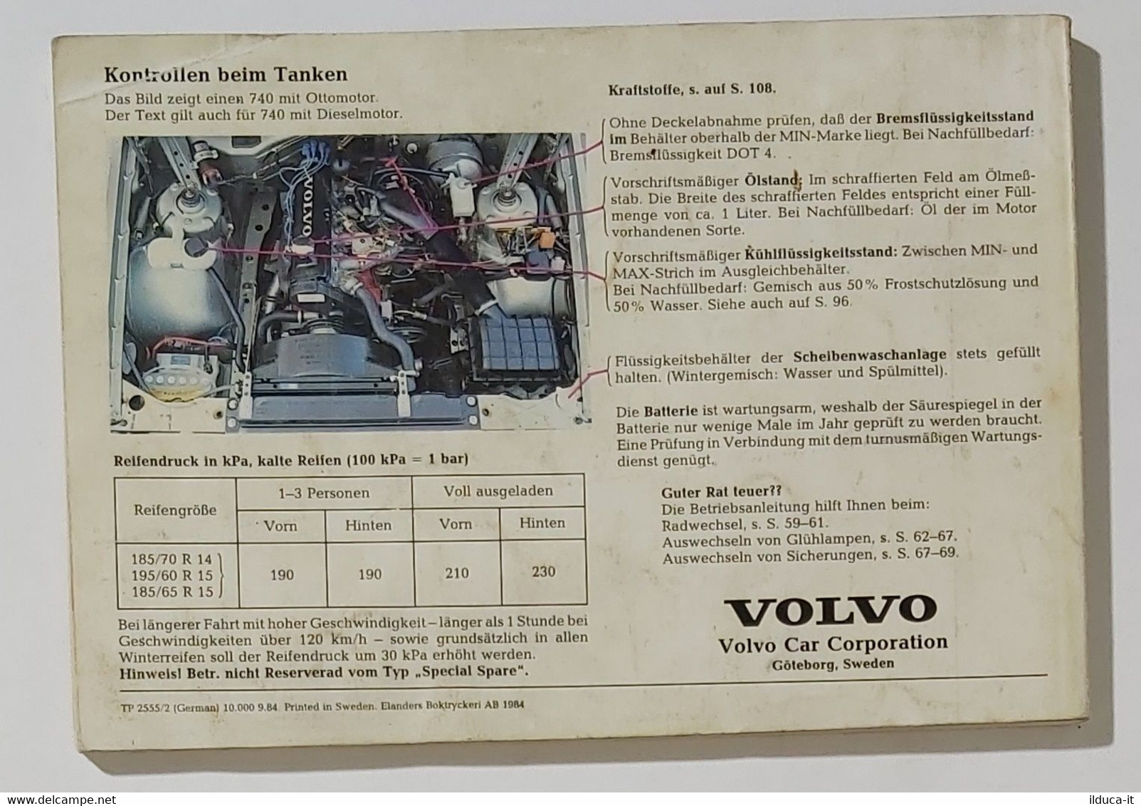 41005 Libretto Uso E Manutenzione - Volvo Serie 740 - 1985 - Moteurs