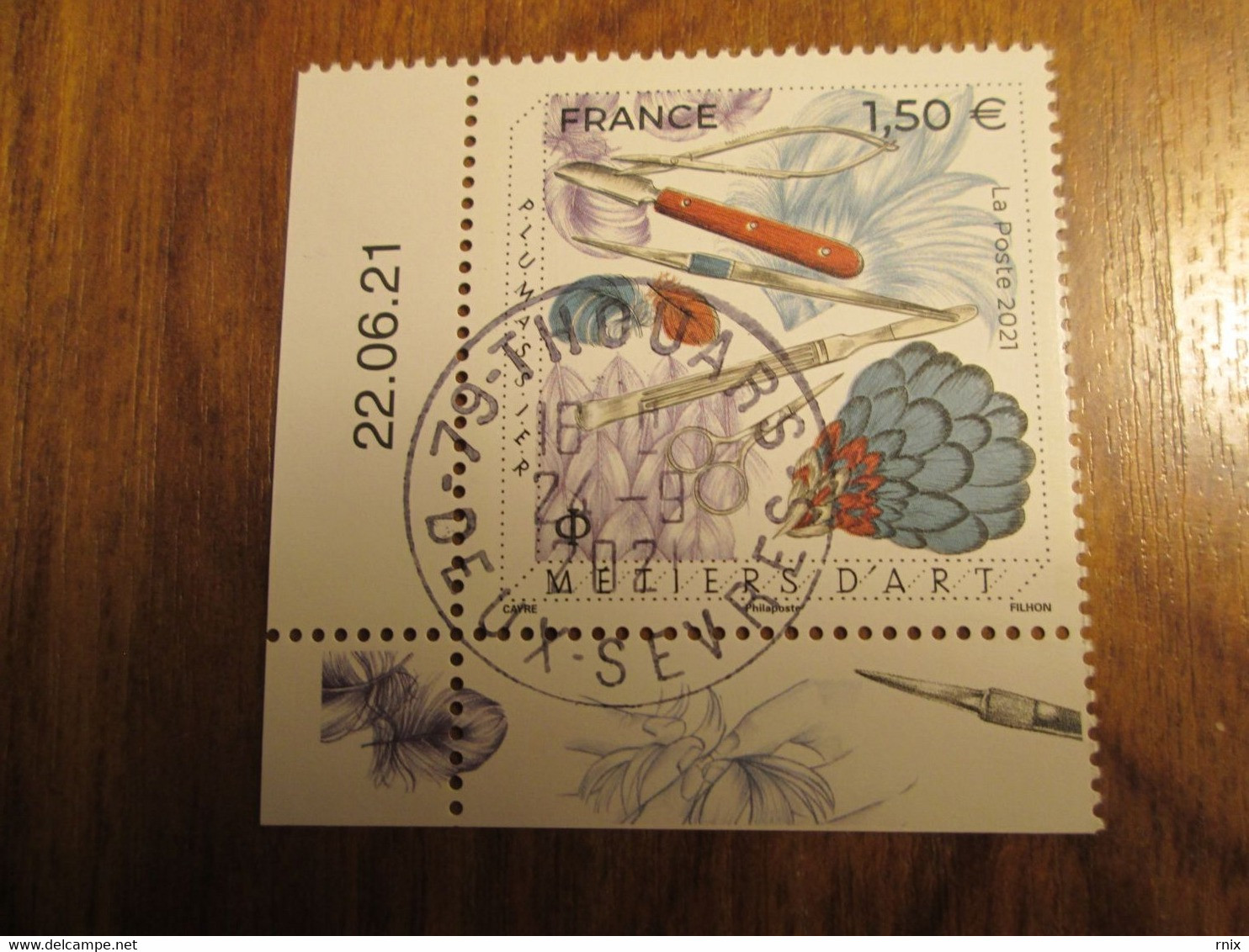 2021 Métiers D'art Plumassier Oblitéré Premier Jour Cachet Rond 24/09/2021 Coin Daté - Used Stamps