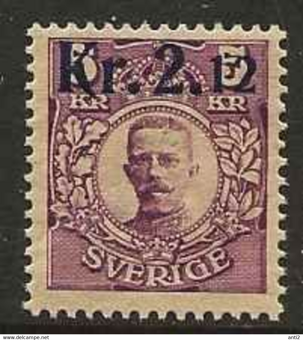 Sweden Sverige 1917 King Gustav V  With Overprint Kr 2.12 Mi 108 MNH(**) - Ongebruikt