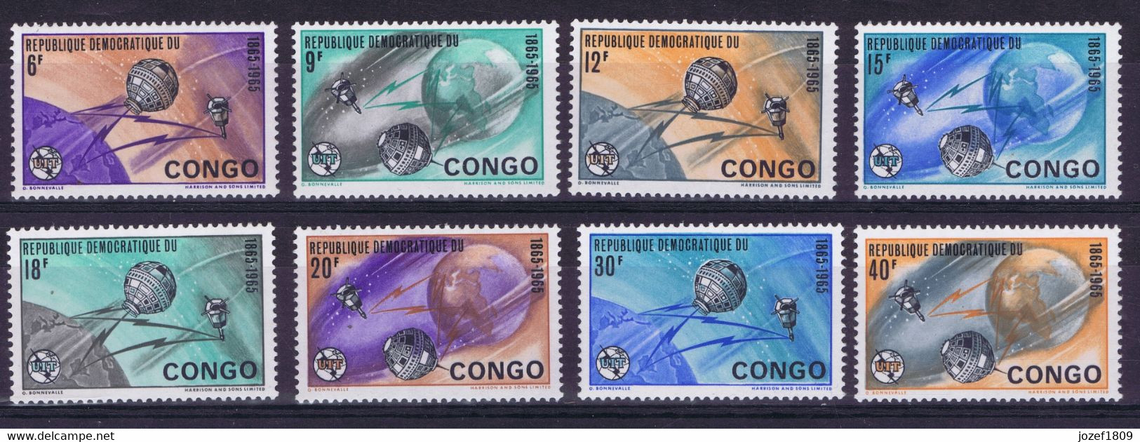 Congo Democratic Republic Space 1965 I.T.U. Centenary, Satellites Early Bird, Telstar And Relay - Sonstige & Ohne Zuordnung