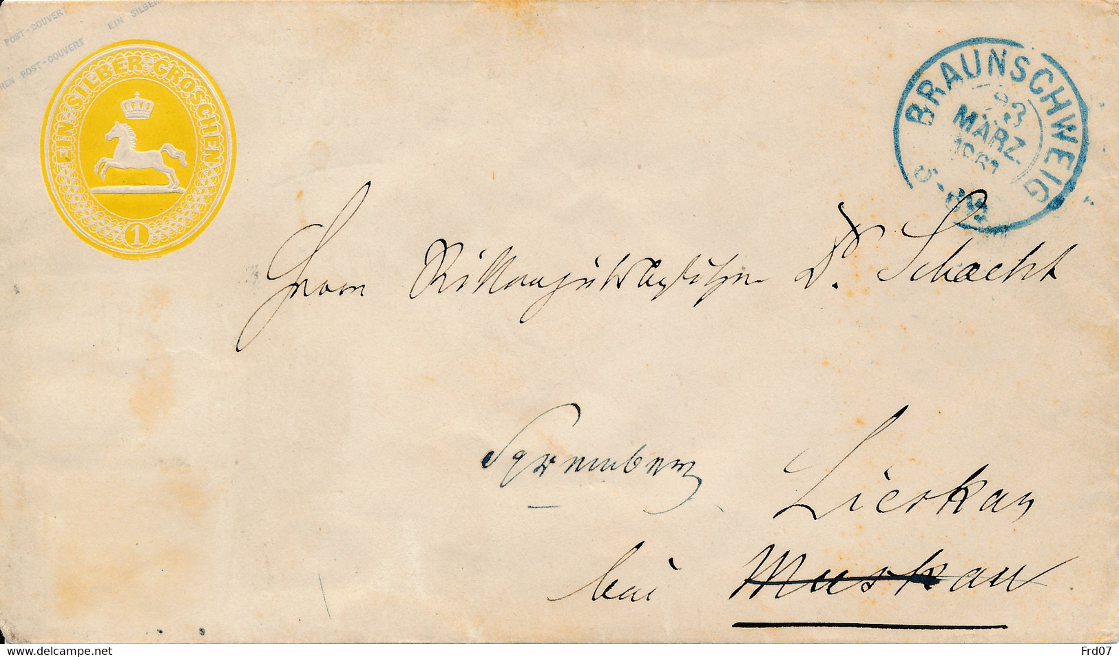 Braunschweig - 23 Mars 1860 - Enveloppe 147 X 84 K1 - Brunswick