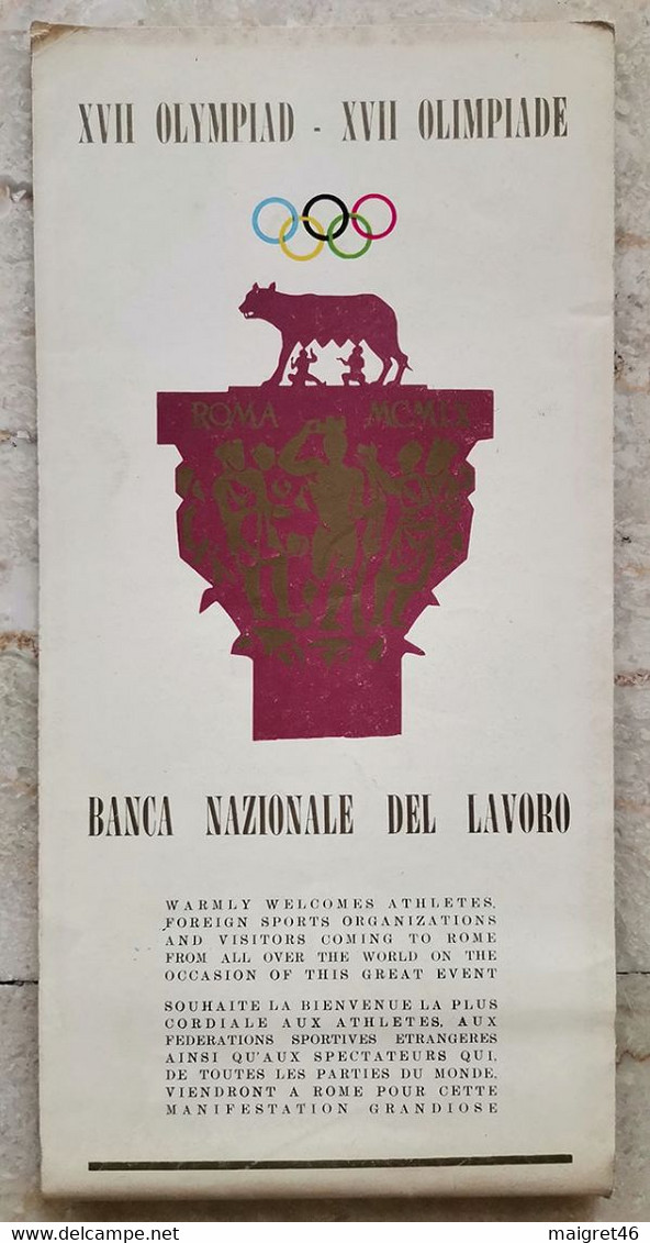 BROCHURE MAPPA XVII GIOCHI OLIMPICI ROMA ANNO 1960 ILLUSTRATORE BERANN - Habillement, Souvenirs & Autres