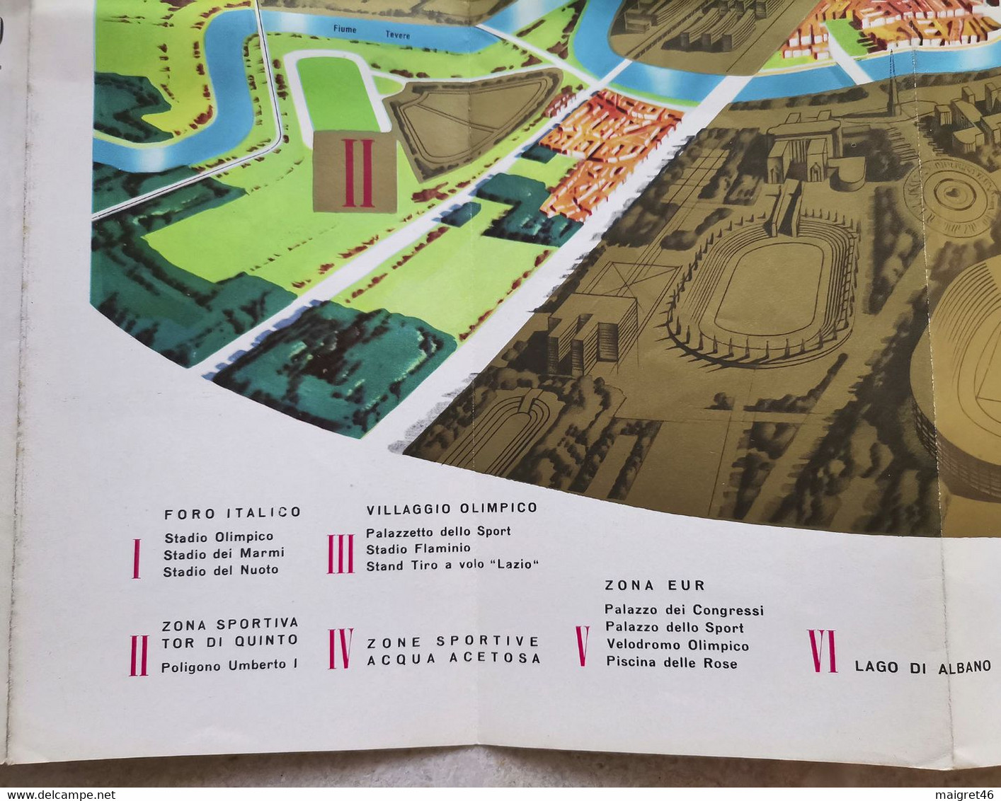 BROCHURE MAPPA XVII GIOCHI OLIMPICI ROMA ANNO 1960 ILLUSTRATORE BERANN - Habillement, Souvenirs & Autres