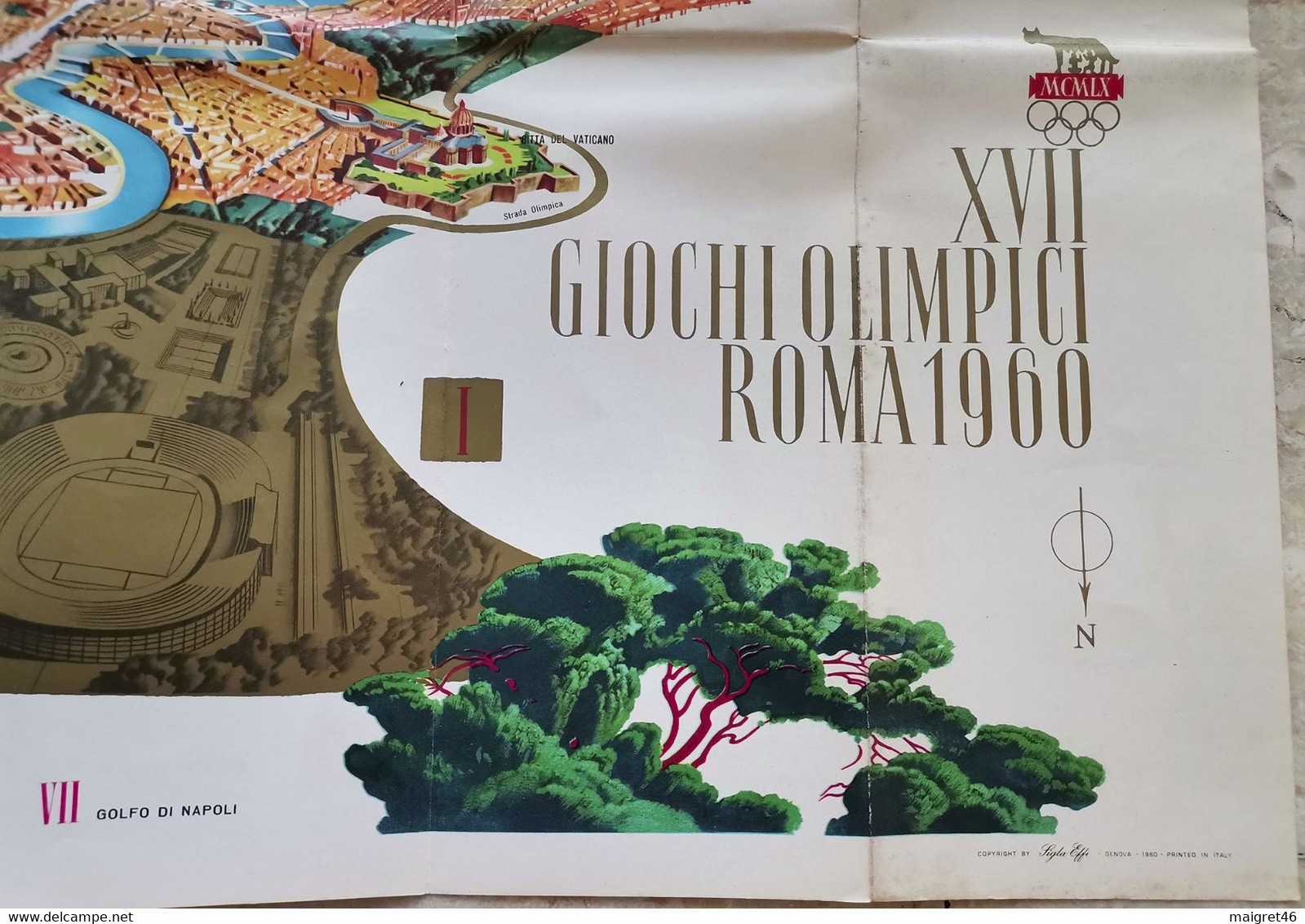 BROCHURE MAPPA XVII GIOCHI OLIMPICI ROMA ANNO 1960 ILLUSTRATORE BERANN