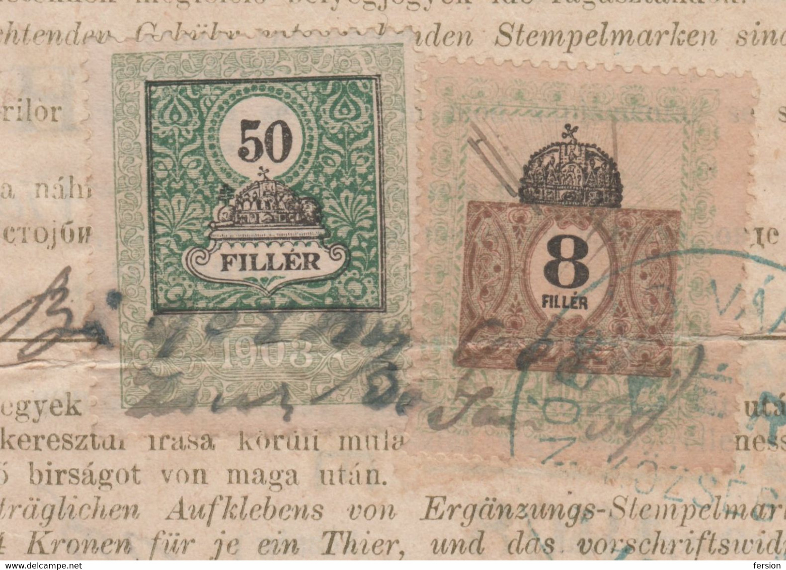 1908 Hungary REVENUE TAX STAMP Animal Passport SHEEP - NÓGRÁG County SZIRÁK - Fiscale Zegels