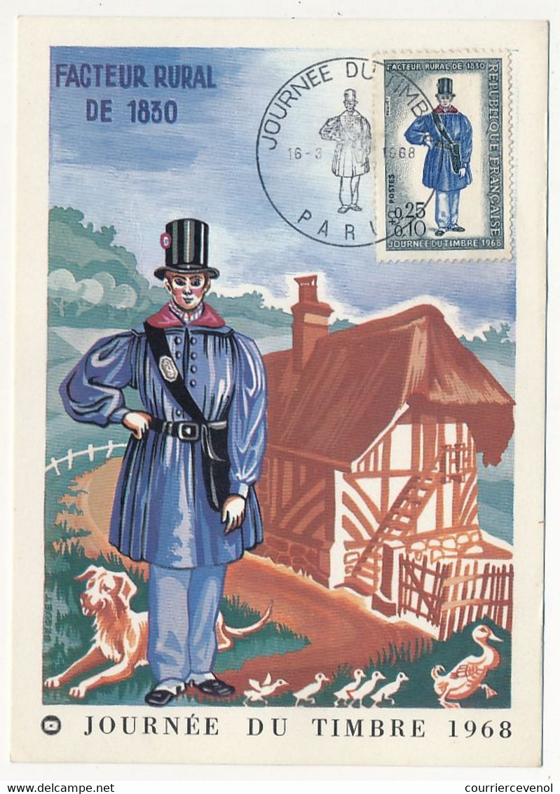 FRANCE - Carte Fédérale - Journée Du Timbre 1968 - Facteur Rural De 1830 - PARIS - 16/3/1968 - Stamp's Day