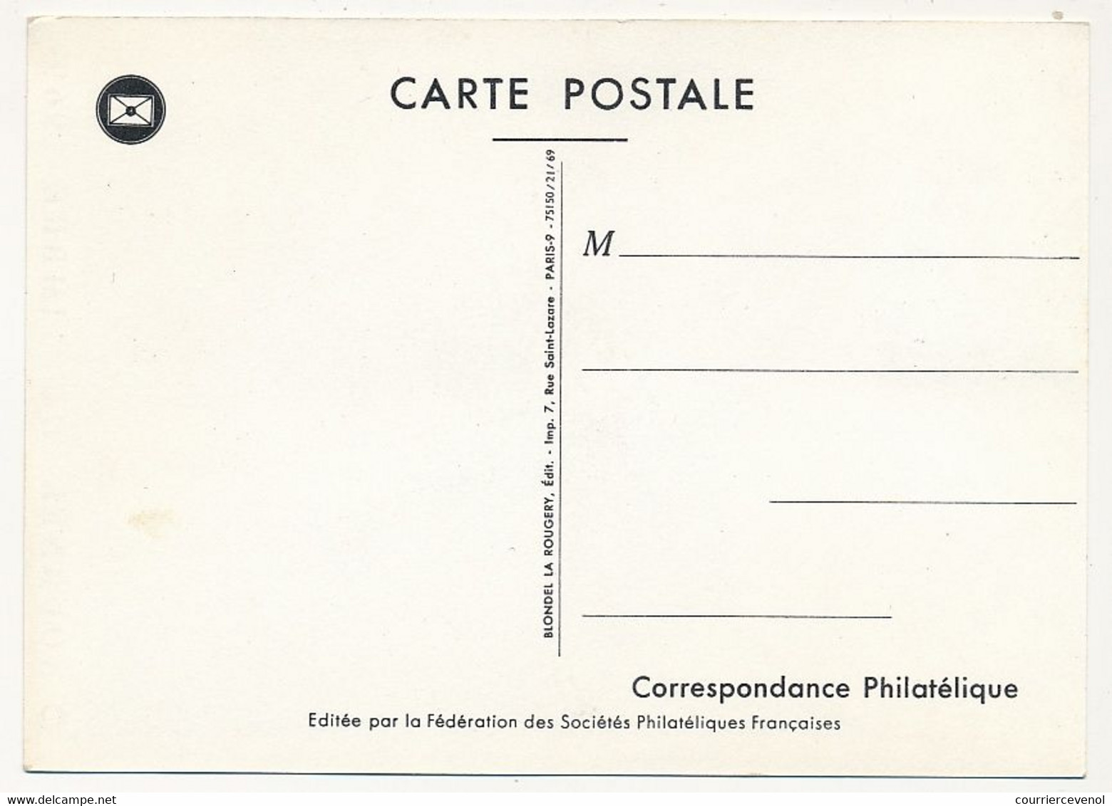 FRANCE => Carte Fédérale "Journée Du Timbre" 1969 - 0,30 + 0,10 Omnibus à Impériale - 14 CAEN - 15/3/1969 - Dag Van De Postzegel