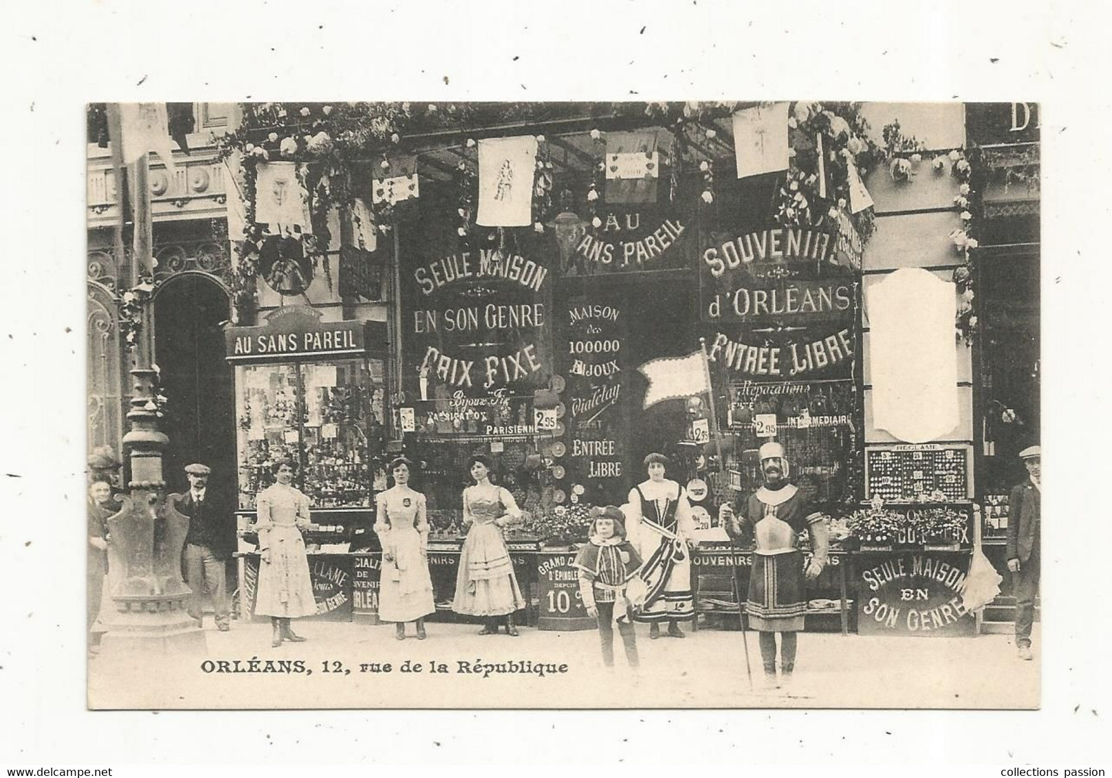 Cp , Commerce , Magasin, AU SANS PAREIL , Bijoux, Souvenirs , 45 , ORLEANS , 12 Rue De La République , Vierge - Winkels