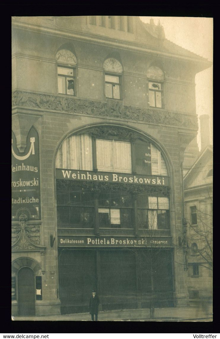 Orig. AK 1919 Ansicht Weinhaus Delikatessen Pottel & Broskowski Halle Saale, Große Ulrichstraße - Halle (Saale)