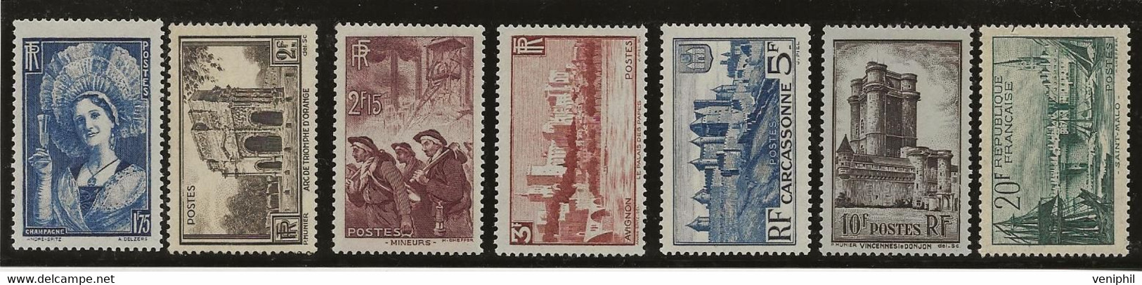 FRANCE  SERIE N° 388 A 394 NEUVE SANS CHARNIERE -ANNEE 1938 - COTE : 165 € - Neufs