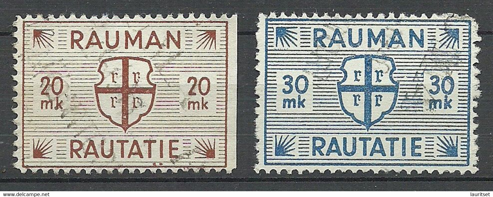 FINLAND FINNLAND 1945 RAUMA Railway Stamps 20 & 30 MK O - Paketmarken
