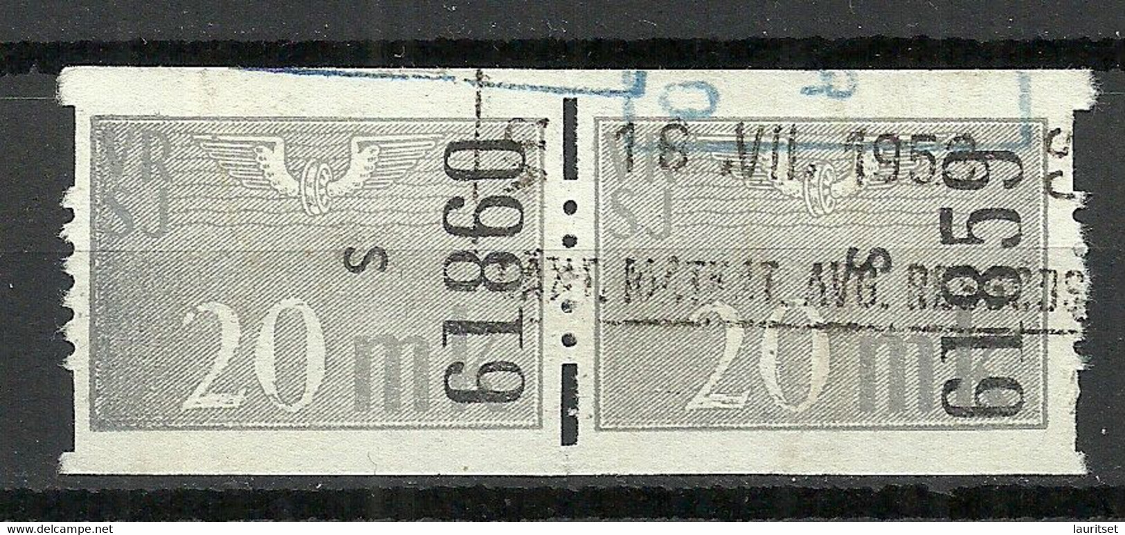 FINLAND FINNLAND 1951 Railway Stamp 20 MK As A Pair O - Paketmarken