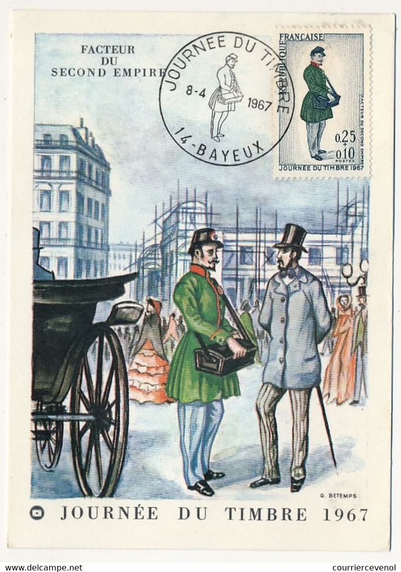 FRANCE => Carte Fédérale "Journée Du Timbre" 1967 - Timbre 0,25 + 0,10 Facteur 2eme Empire - 14 BAYEUX - 8/4/1967 - Journée Du Timbre