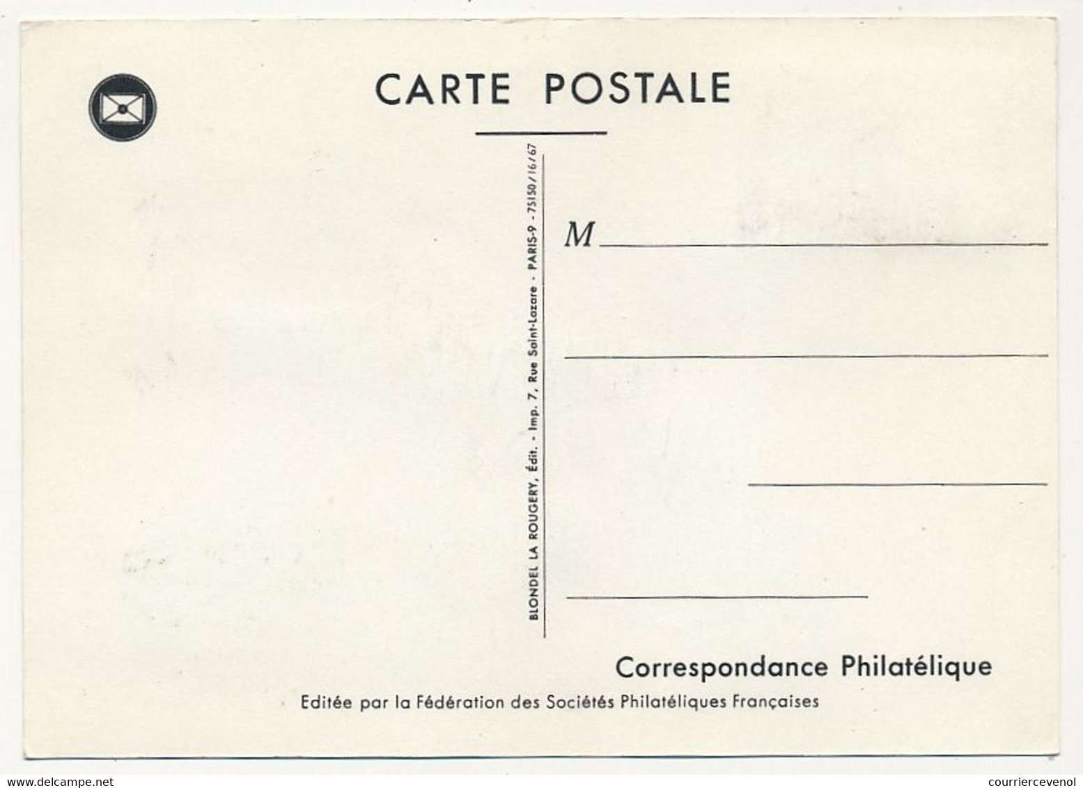 FRANCE => Carte Fédérale "Journée Du Timbre" 1967 - Timbre 0,25 + 0,10 Facteur 2eme Empire - 14 BAYEUX - 8/4/1967 - Día Del Sello