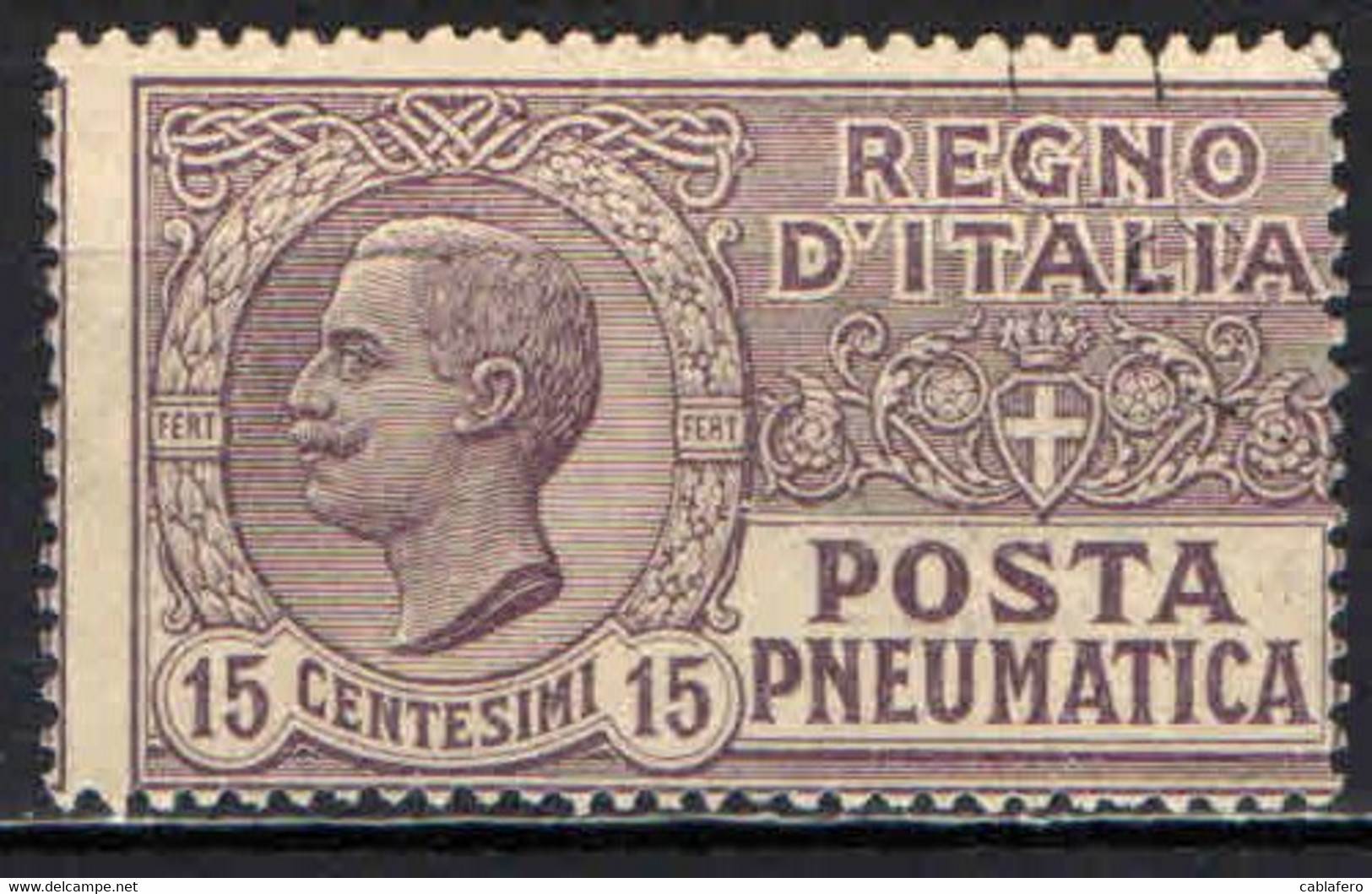 ITALIA REGNO - 1921 - POSTA PNEUMATICA - EFFIGIE DEL RE VITTORIO EMANUELE III - 15 CENT- USATO - Rohrpost