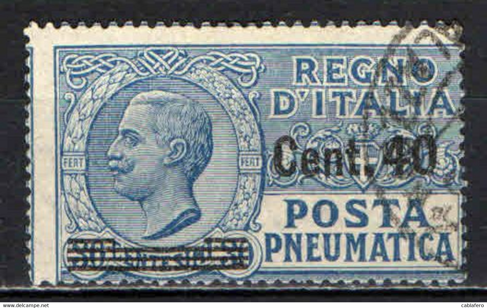 ITALIA REGNO - 1925 - POSTA PNEUMATICA - EFFIGIE DEL RE VITTORIO EMANUELE III - SOVRASTAMPATO 40 CENT SU 30 - USATO - Pneumatische Post