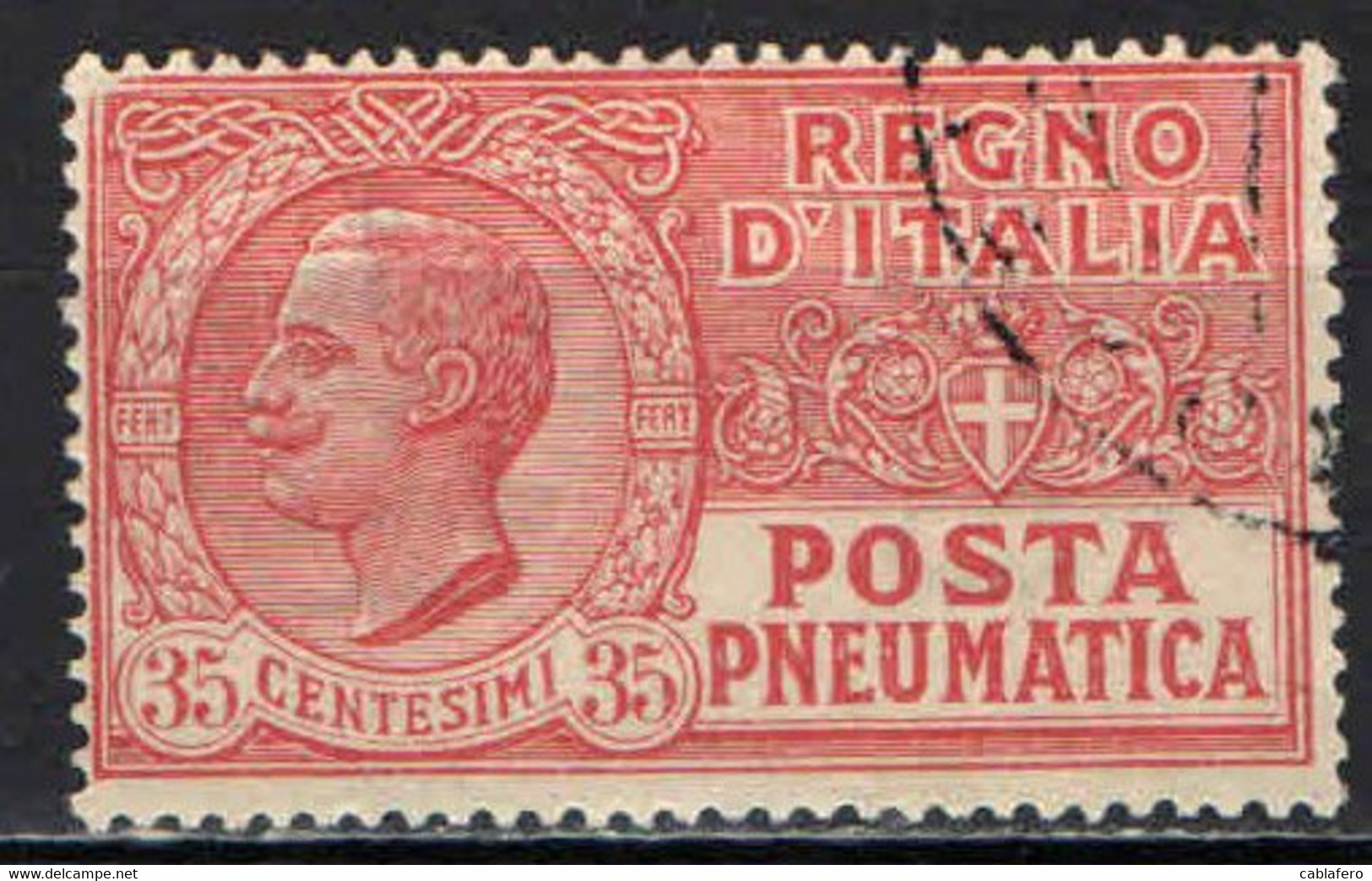 ITALIA REGNO - 1927 - POSTA PNEUMATICA - EFFIGIE DEL RE VITTORIO EMANUELE III - 35 CENT - USATO - Posta Pneumatica