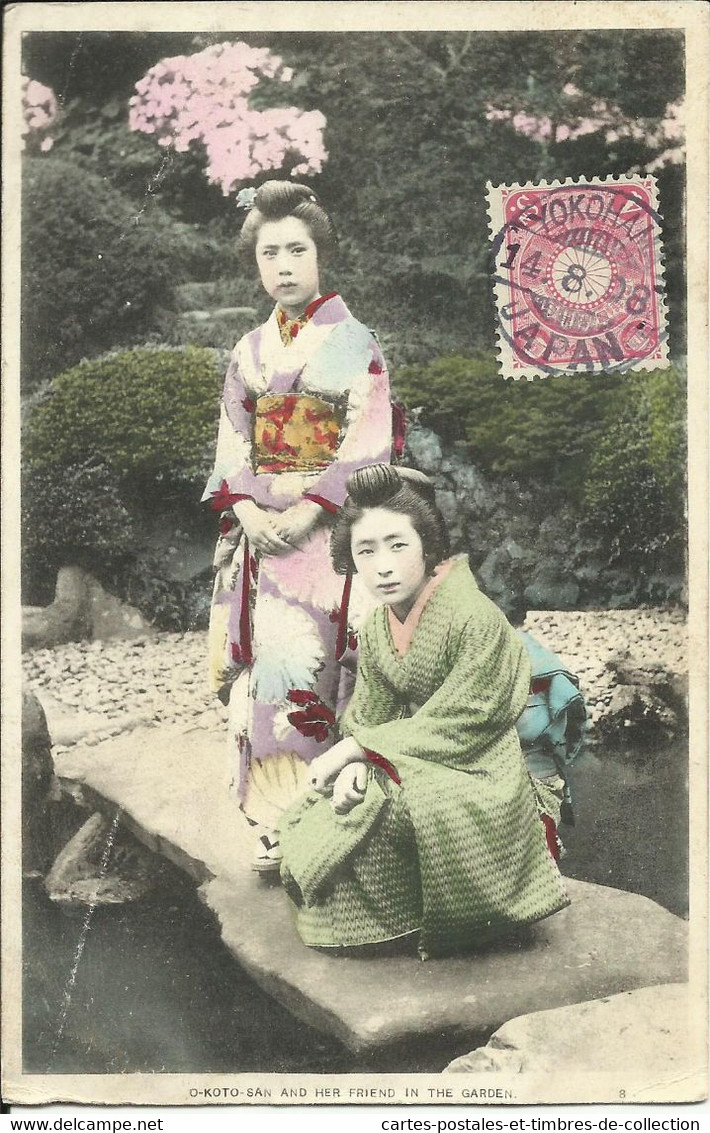 Japonaises , O-KOTO-SAN AND HER FRIEND IN THE GARDEN , 1908 Avec Timbre N° YT 99 , µ - Altri & Non Classificati