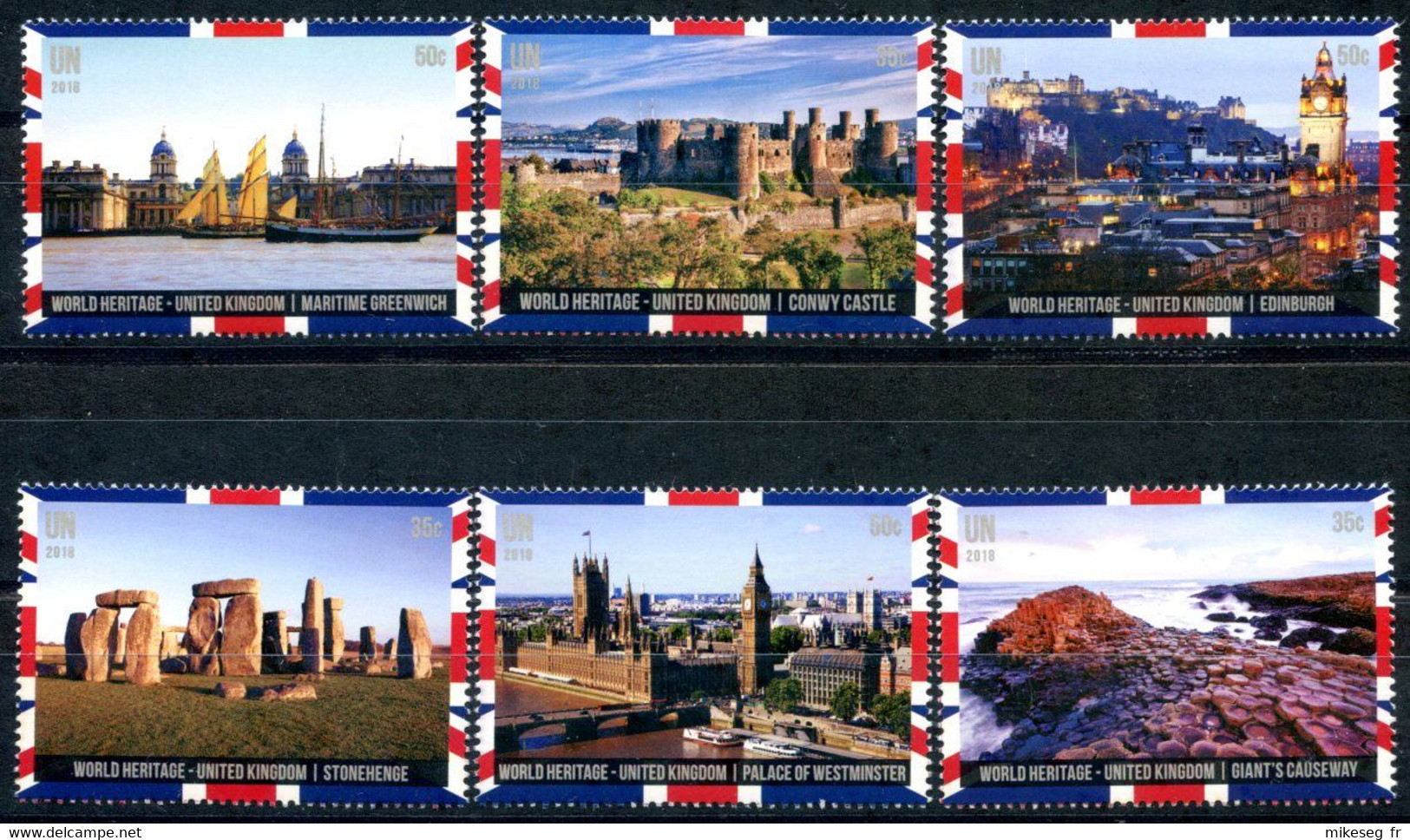 ONU New-York 2018 - Unesco - Patrimoine Mondial "United Kingdom" 6 Timbres Détachés De Carnet De Prestige ** - Unused Stamps