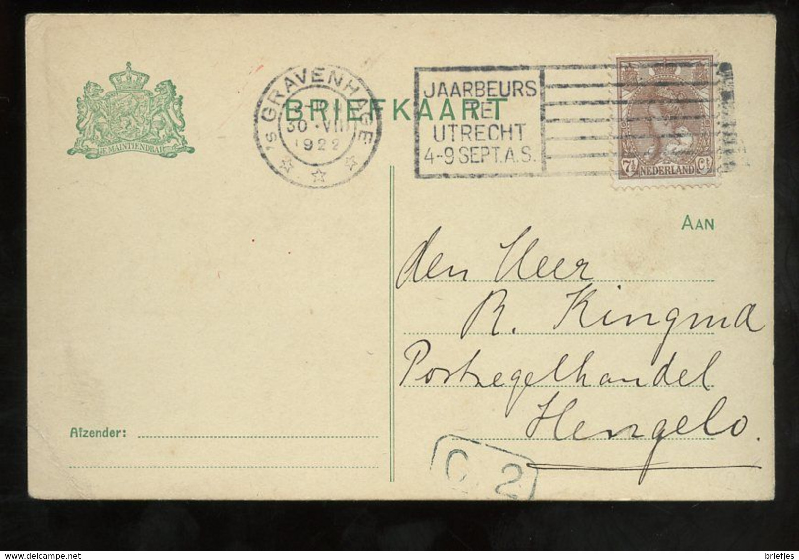 1922 Matzen Parkhotel Den Haag ‘stempel JAARBEURS’> POSTZEGELHANDEL KINGMA Hengelo (GM-57) - Covers & Documents