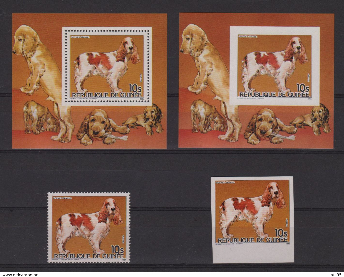 Guinee - N°777 Timbre + Bf Denteles Non Denteles - Faune Chien - Cocker Spaniel - ** Neuf Sans Charniere - Guinee (1958-...)