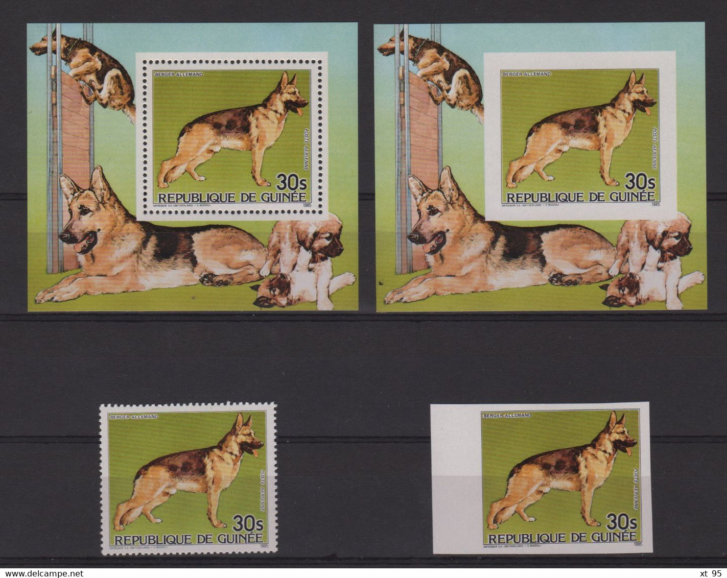 Guinee - PA N°185 Timbre + Bf Denteles Non Denteles - Faune Chien - Berger Allemand - ** Neuf Sans Charniere - Guinee (1958-...)