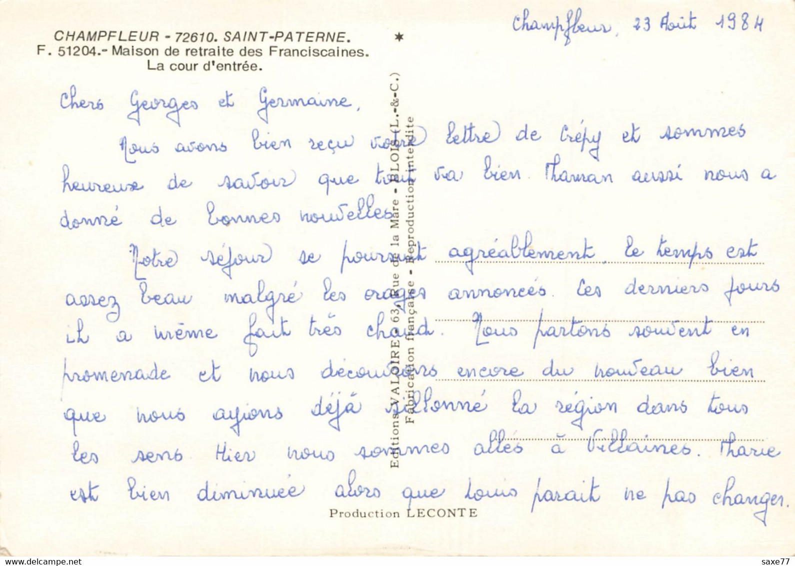 CHAMPFLEUR - SAINT PATERNE -  Maison De Retraite Des Franciscaines - La Cour D'Entrée - Saint Paterne