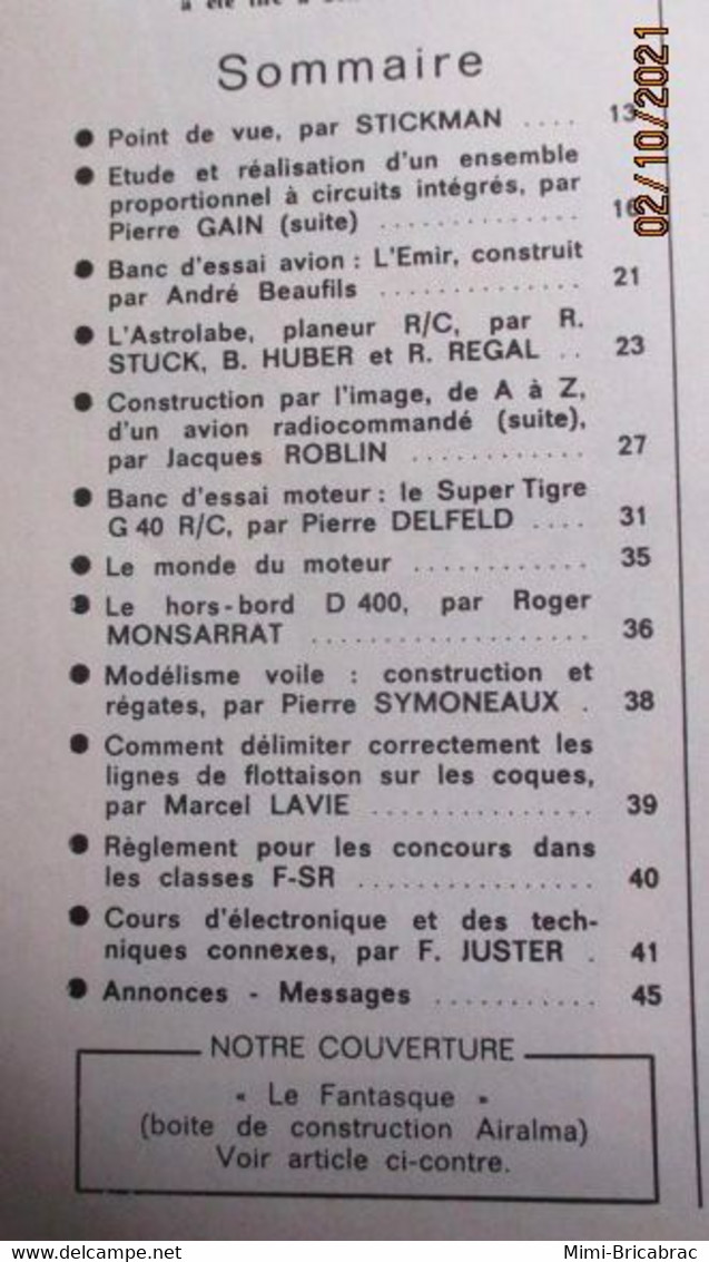 AEROJ20 Revue RADIO MOEDELISME N°50 De 2/71 Avec Plan En Pages Centrales, En Très Bon état Général - R/C Modelbouw