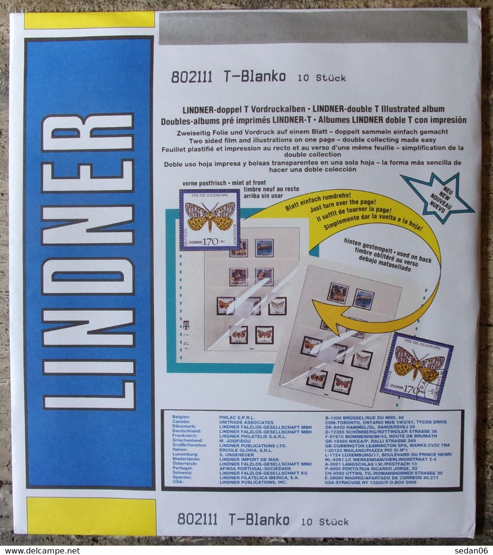 Lindner - Feuilles NEUTRES LINDNER-T REF. 802 111 P (1 Poche) (paquet De 10) - A Bandes