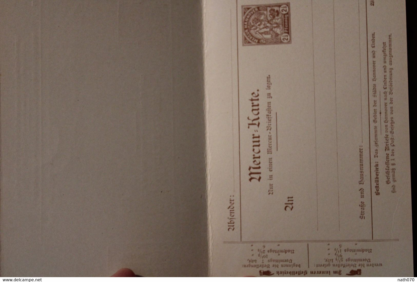 1900's Hannover Mercur Karte Stadtbriefe Privatpost Stadtpost Privat Poste Privée Allemagne Cover - Correos Privados & Locales