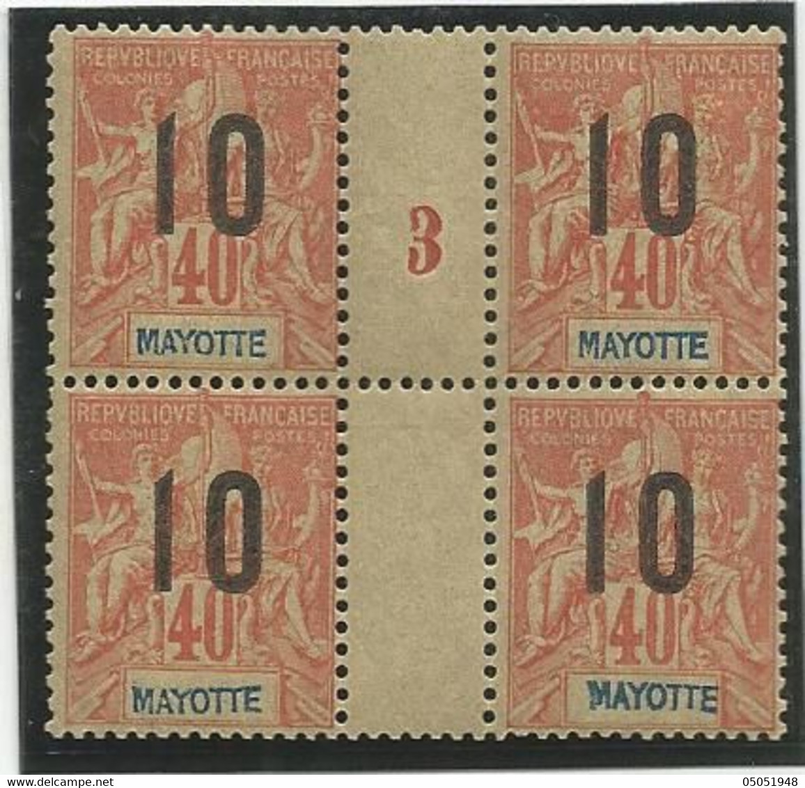 3    Luxe Sans Ch En Bloc De 4 Millésime 3     (clascamerou29) - Unused Stamps