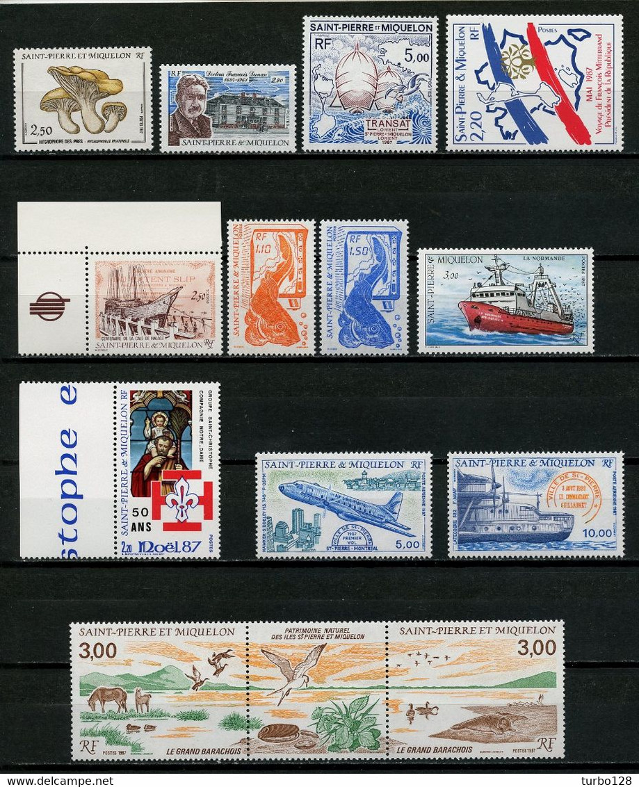 SPM Miquelon Année 1987 Complète N° 475/485A PA 64/65 ** Neufs MNH Luxe Cote 32,55 € Jahrgang Ano Completo Full Year - Full Years