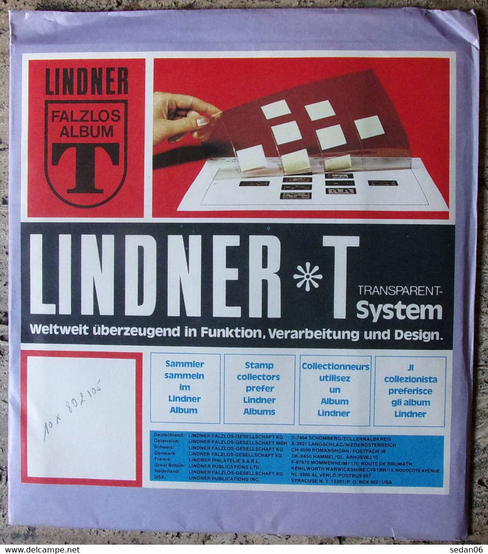 Lindner - Feuilles NEUTRES LINDNER-T REF. 802 105 P (1 Poche) (paquet De 10) - For Stockbook