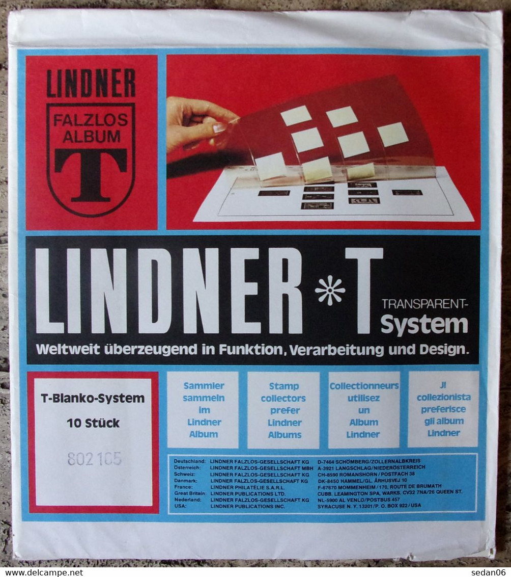 Lindner - Feuilles NEUTRES LINDNER-T REF. 802 105 P (1 Poche) (paquet De 10) - A Nastro