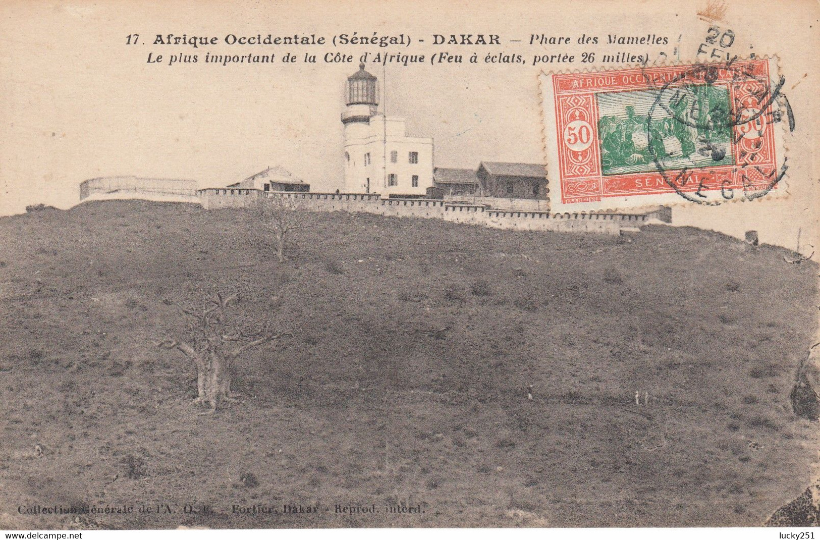 A.O.F. - Circulée - Sénégal, Dakar - Le Phare Des Mamelles - Phares