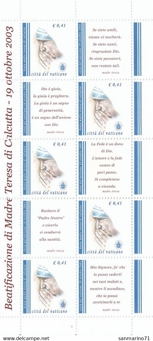 VATICAN 1467,unused Sheet - Mère Teresa