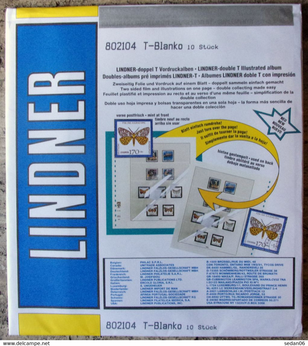 Lindner - Feuilles NEUTRES LINDNER-T REF. 802 104 P (1 Poche) (paquet De 10) - A Nastro