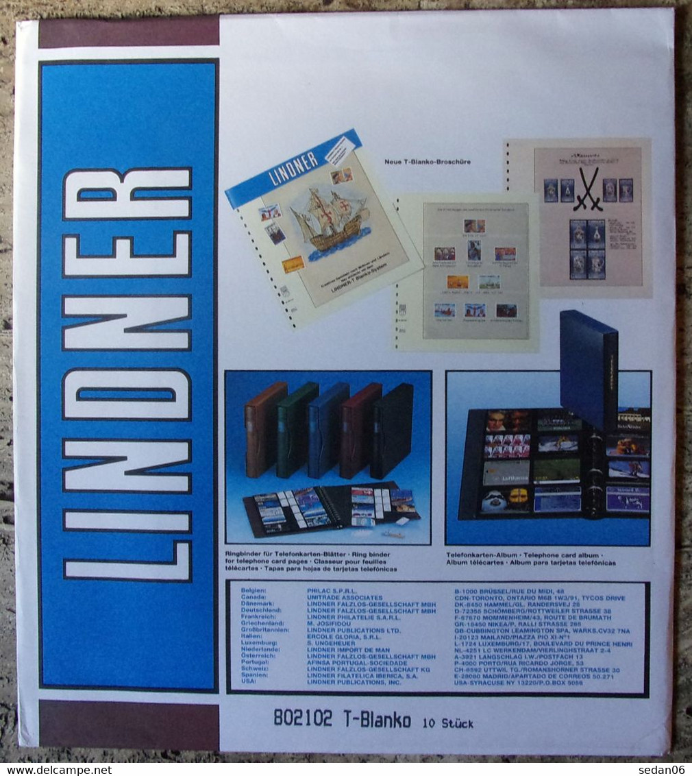 Lindner - Feuilles NEUTRES LINDNER-T REF. 802 102 P (1 Poche) (paquet De 10) - For Stockbook