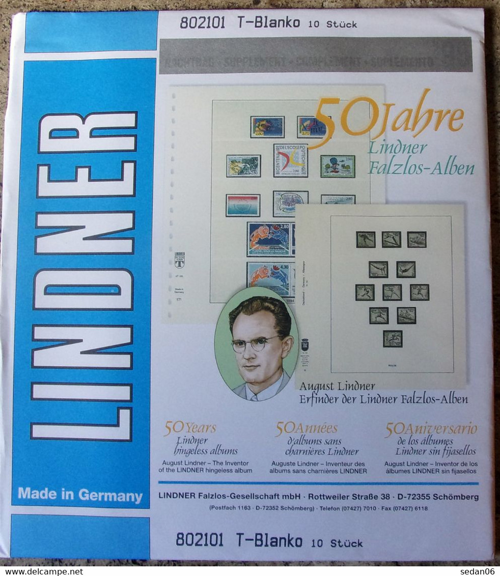 Lindner - Feuilles NEUTRES LINDNER-T REF. 802 101 P (1 Poche) (paquet De 10) - Für Klemmbinder