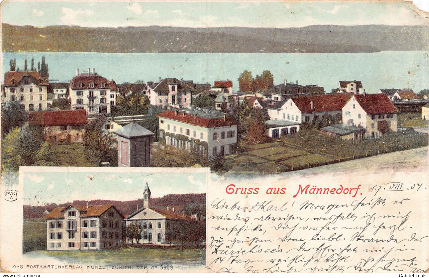 Litho Gruss Aus Männedorf - Zürich - 1904 - Angle Coupé ! - Männedorf